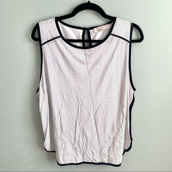 LOFT Tops - Loft | Women’s | Sleeveless Keyhole Blouse Black Polka Dots | White | XL